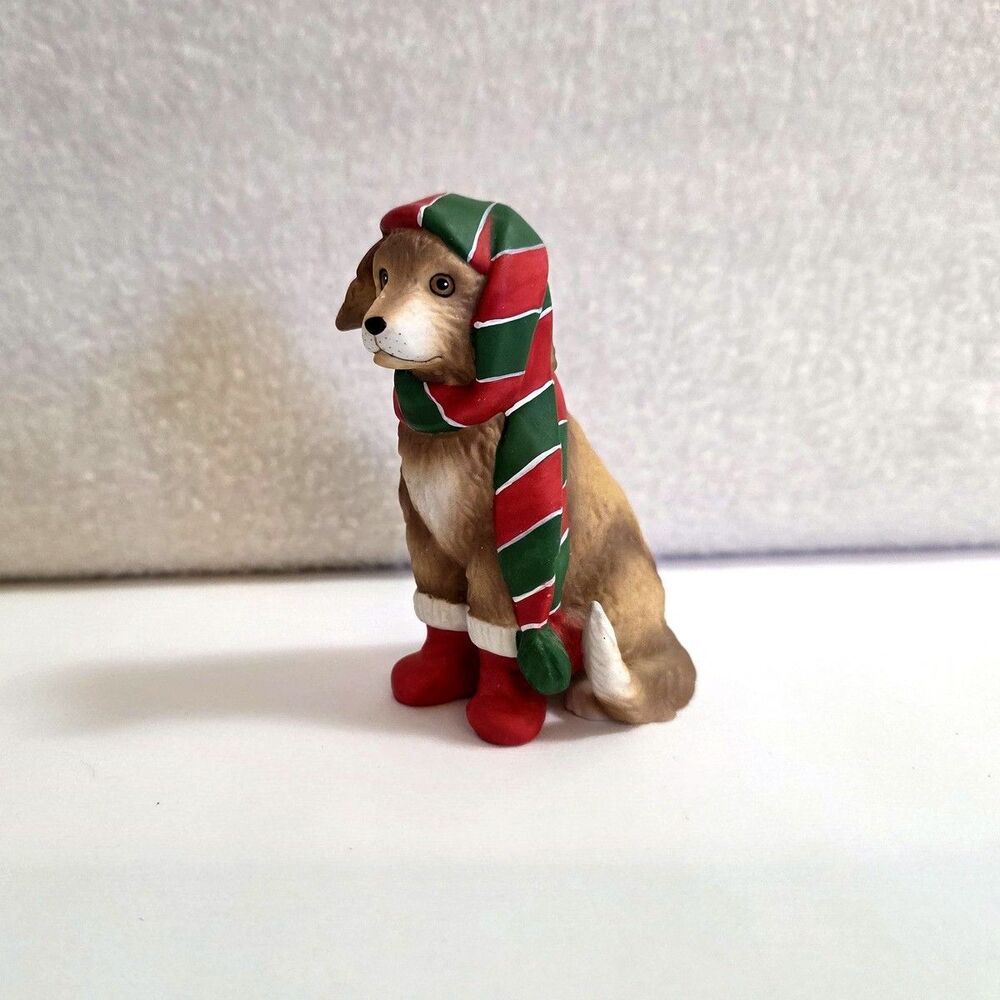 Vtg Schmid Gordon Fraser Christmas Herding Dog Figurine